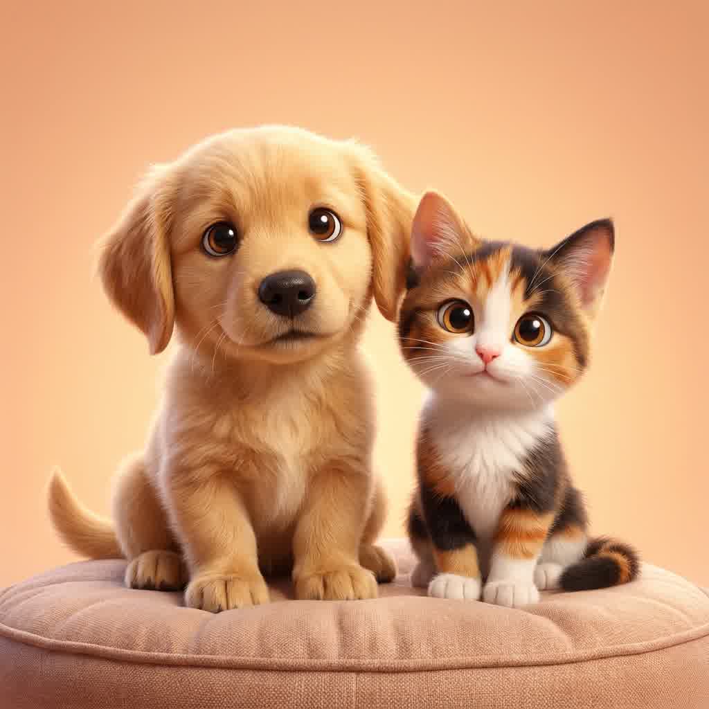 Милая кошка и собака